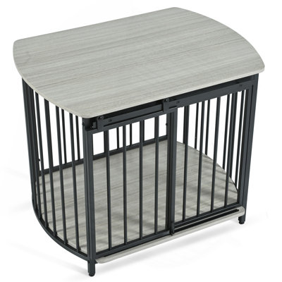 31.5" Furniture Style Dog Crate For Small And Medium Dogs, Wooden Cage Indoor Kennel Furniture, Modern Dog Crate End Table With Double-Doors