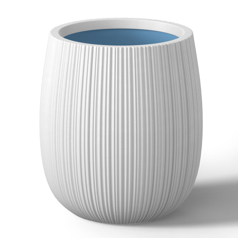 13 In. Middle Concrete Round Planter / Pot With Drainage Holes, Crisp White(Premium Inner)