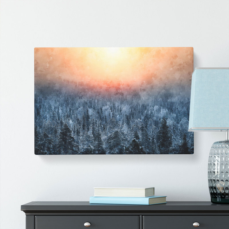 Sun High over Winter a Forest - Wrapped Canvas, 35cm H x 50cm W x 3cm D