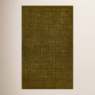 Meile Green Hand-Loomed Geometric Wool Rug