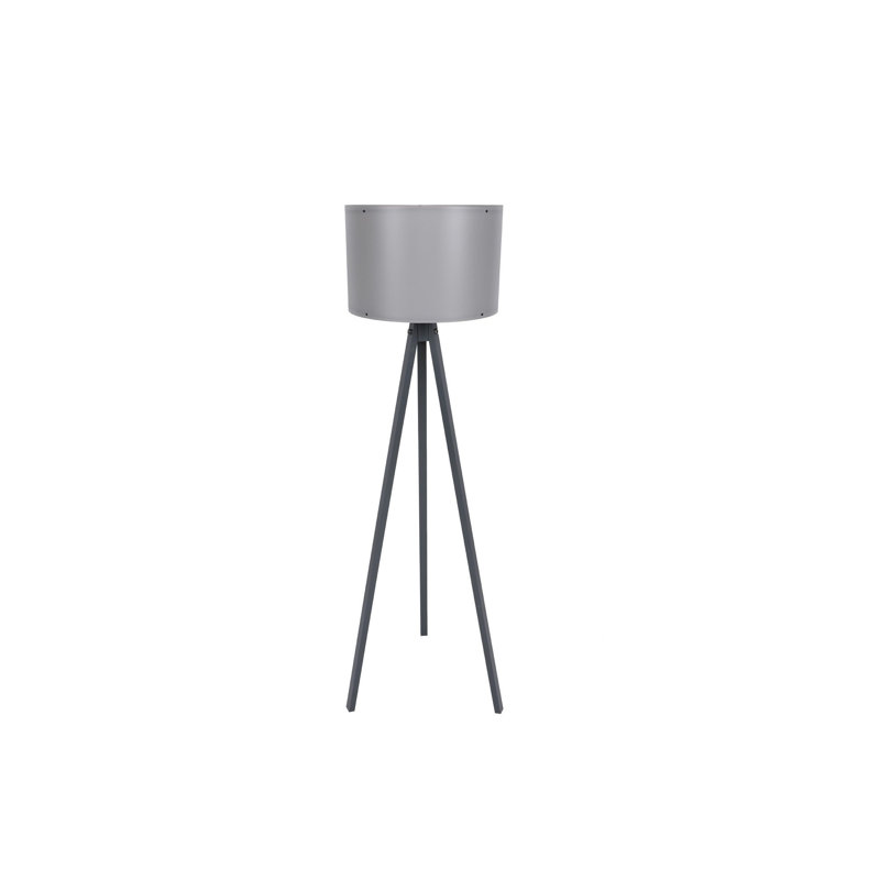 Élégante lampe sur pied grise avec corps en panneau de fibres à densité moyenne de 57,1 po de hauteur | Capuchon en polypropylène (9,8 po de diamètre, 9,8 po de longueur) | Interrupteur marche / arrêt, douille E27 de 60 W maximum, câble de 78,7 po | Parfait pour le salon, la chambre à coucher et les décors modernes