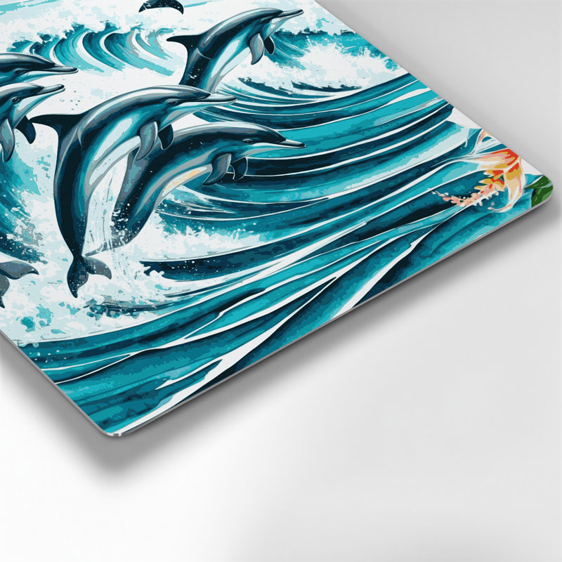 «Hawaiian Leaping Dolphins», art mural en métal bleu, H 16 po x l 16 po