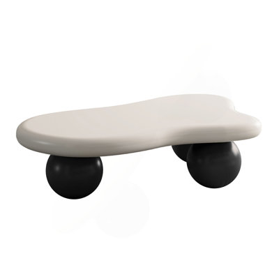 40 Inch Cloud Shaped Coffee Table With 3 Ball Legs For Living Room