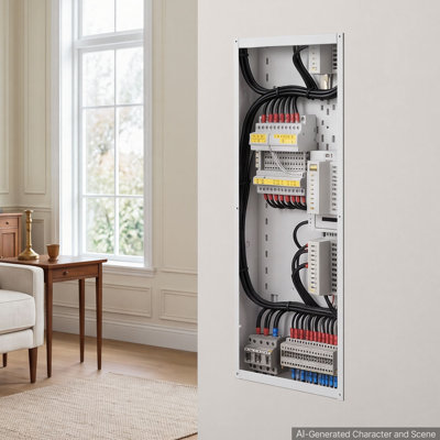 Boîtier multimédia structuré de 71 cm (28 pouces) encastré avec couvercle à visser, boîtier réseau de gestion des câbles, acier laminé à froid, armoire électrique encastrée avec entrées prédécoupées, montage encastré ou en saillie