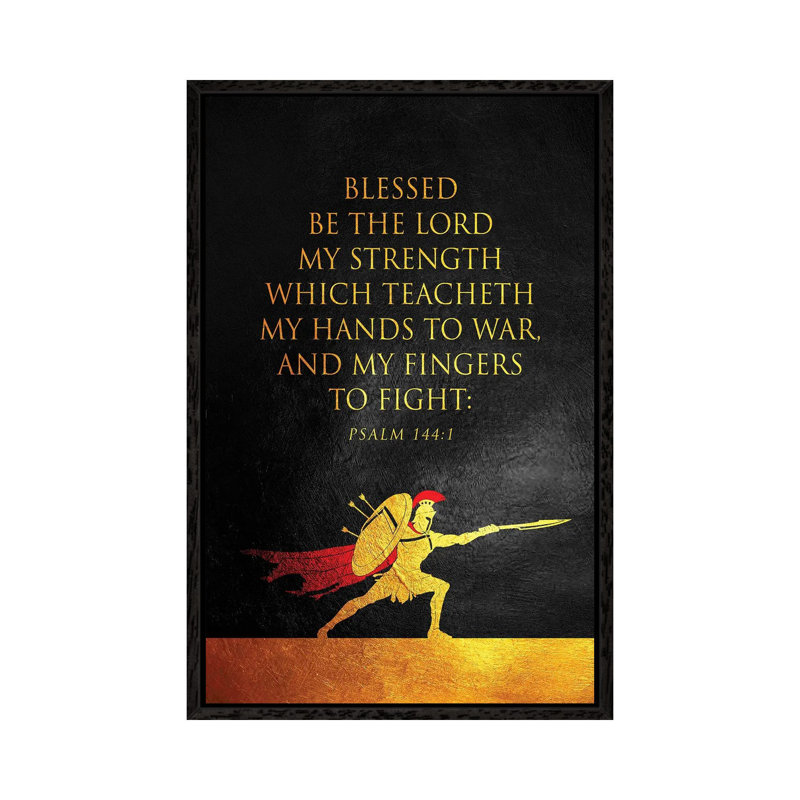 Psalm 144:1 Bible Verse by Adrian Baldovino - Print on Canvas, 66.04cm H x 45.72cm W x 3.81cm D, Black Framed