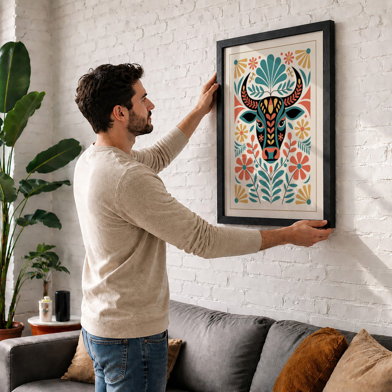 Ceremonial Bull Boho - Print, Oak, A3 - 42.0 x 29.7 cm