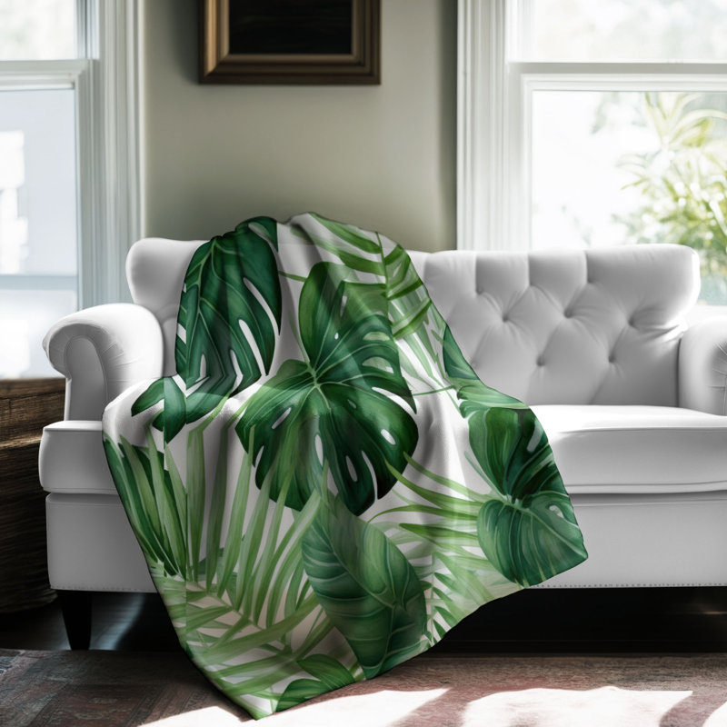 Jeté Luxuriant Leafy Jungle - 1 pièce Sherpa Bl Premium, 60 po x 80 po