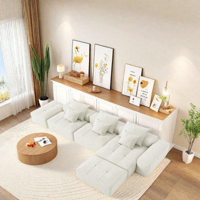 Canapé modulaire surdimensionné en chenille touffetée, sans assemblage requis, canapé modulaire personnalisable avec tissu mousseux doux, canapé de salon multi-combinaisons pour le salon