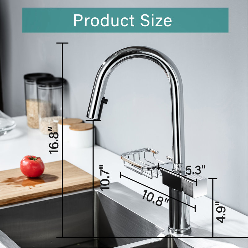 High - Arc Pull Down Single Hole Kitchen Faucet With 304 Stainless Steel, Dual Spray Modes, 360 Flexibility And Quick Setup For Industrial Kitchens Steel In , Function , Swivel Built Storage Cookware