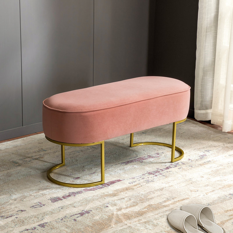  Banc rembourré en velours Annetta, Rose