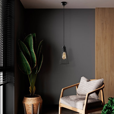 Elegant Black Metal Chandelier, 5.5 x 5.5 x 48.8 inches | IP20 Rated, E27 Socket, Max 40W | Stylish Lighting Fixture for Dining Room, Living Room & Entryway | Durable Metal Body, Modern Design