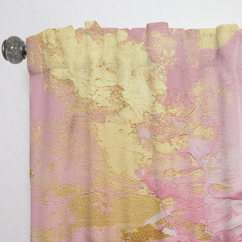 Pink and Gold Emerging Energies III - Modern Velvet Curtain - Room Darkening - 1 panel, 52" W x 63" L