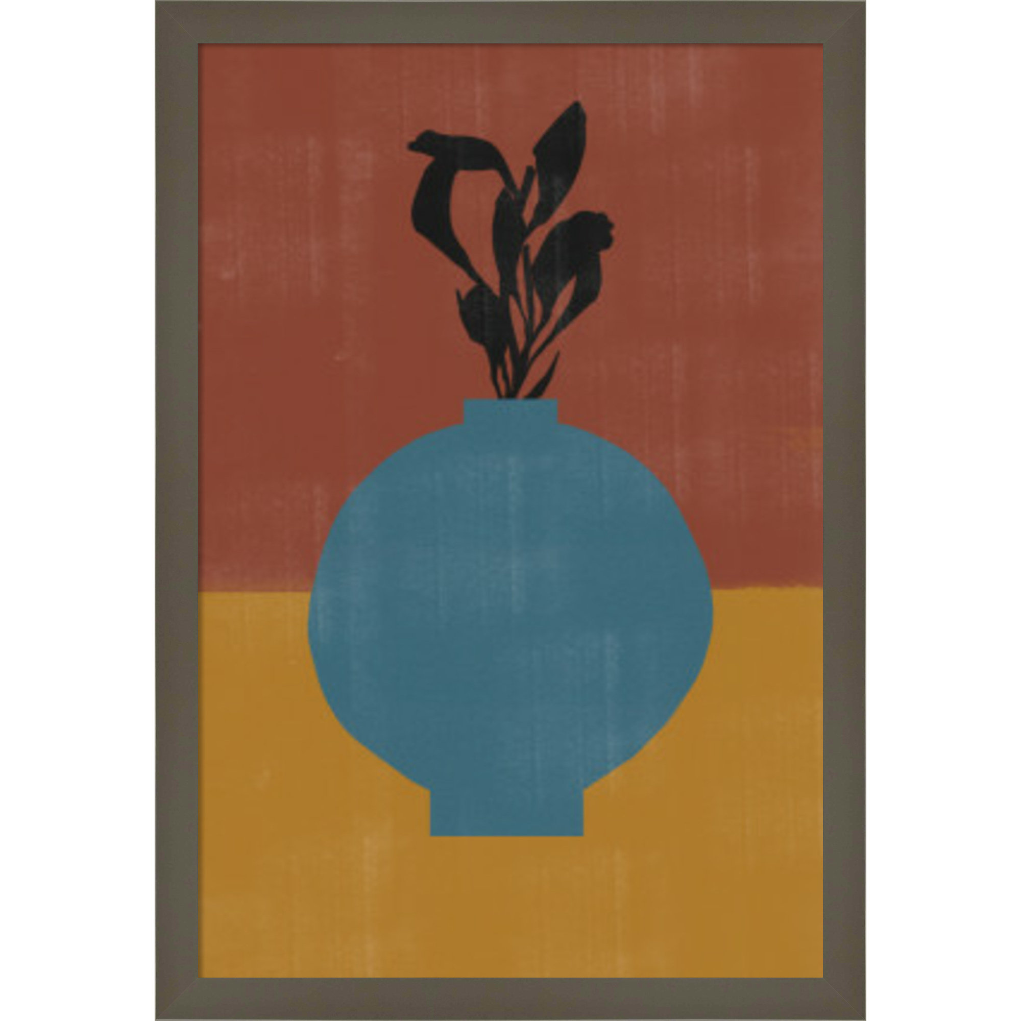 Fredi Vase No 9 by The MIUUS STUDIO - Framed Print Art, 21" H x 15" W x 1" D, Gray