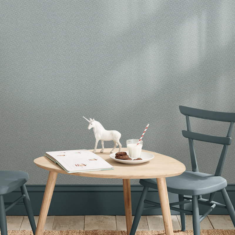 Sophie Allport Herringbone Texture Uppingham Grey Wallpaper, Blue