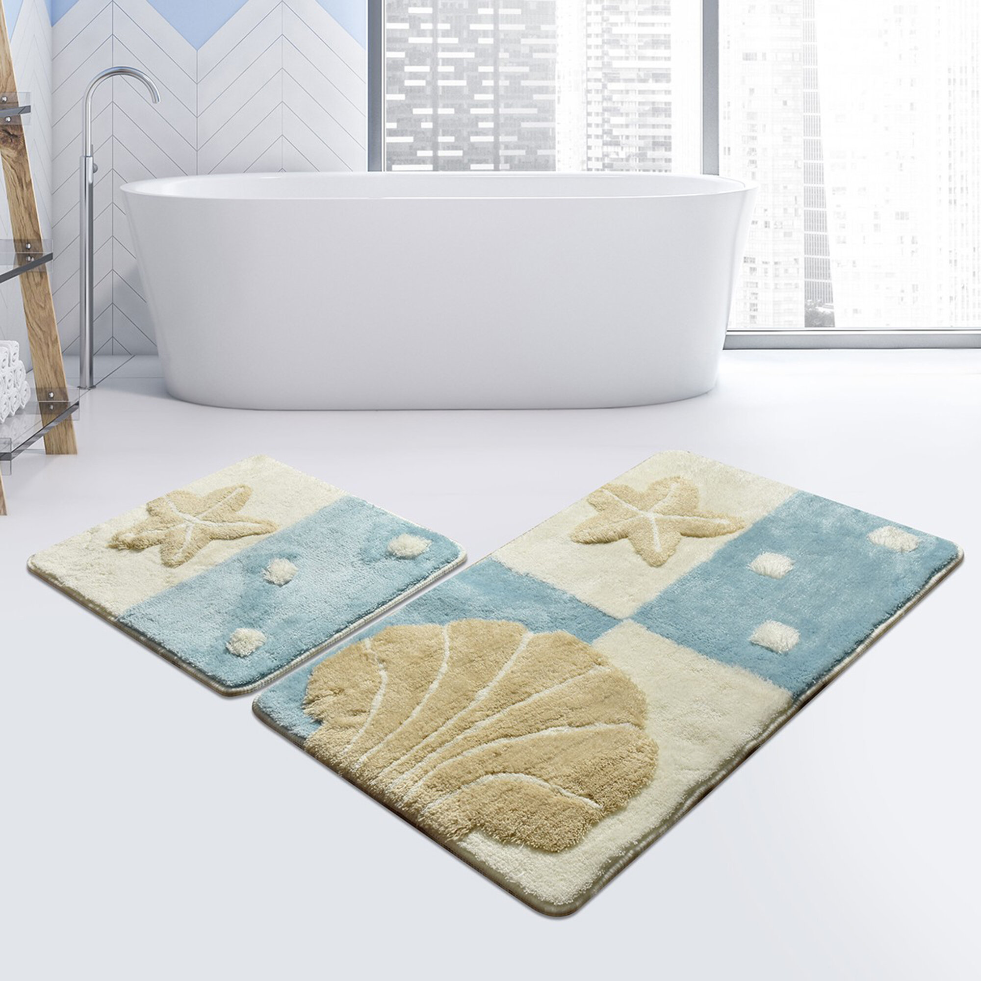 Bless international 100% Cotton Bath Mat with Non-Slip Backing