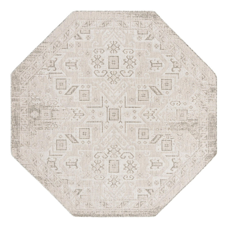 Tapis intérieur / extérieur naturel Arletha Southwestern, Octogone 7 pi 10 po
