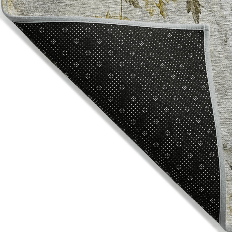 Tapis extérieur lavable floral taupe 8 pi x 10 pi ivoire et brun clair