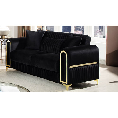 Causeuse rembourrée noire Ruby