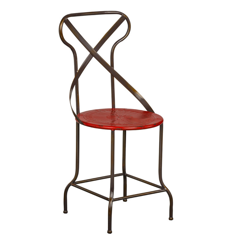 Craybrough Counter Stool with Metal Frame, Borwn/Red