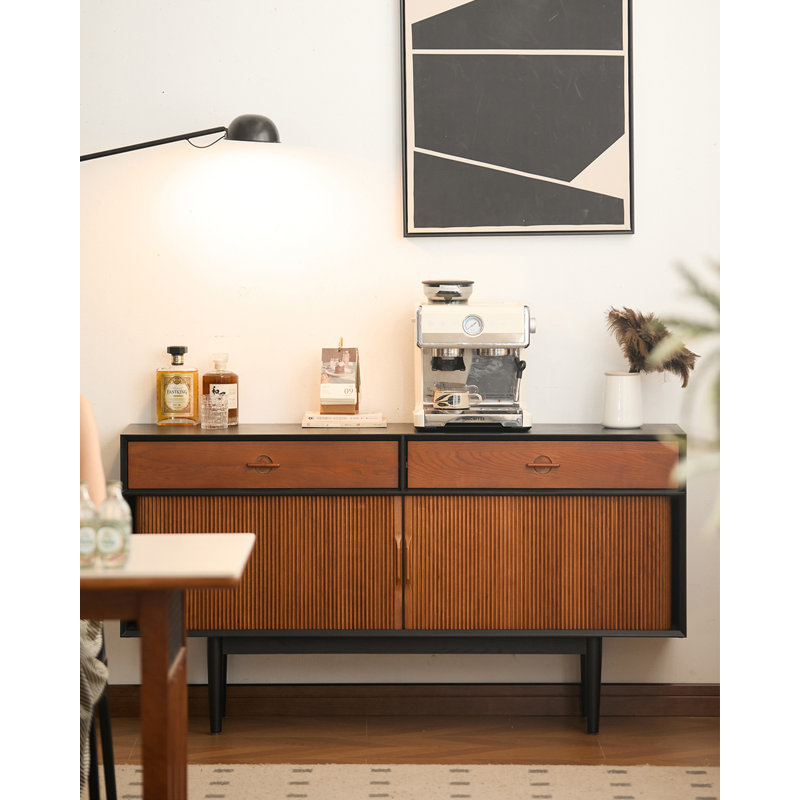Buffet Mid-Century en bois massif multifonctionnel