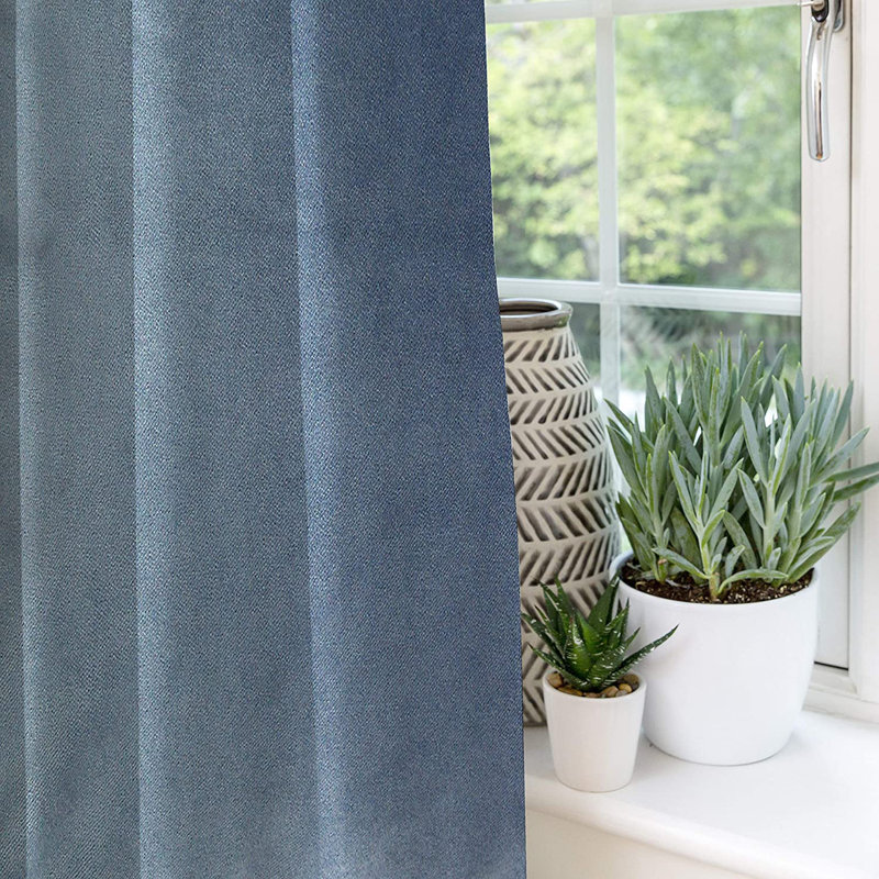 Arinna Room Darkening Curtains / Drapes Pair, Width 167 x Drop 182cm, Light Blue