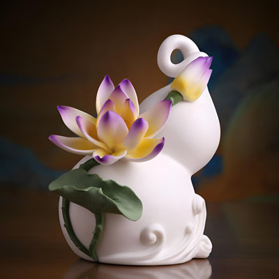 Prosperity Gourd & Porcelain Lotus - Elegant Handcrafted Home Accent