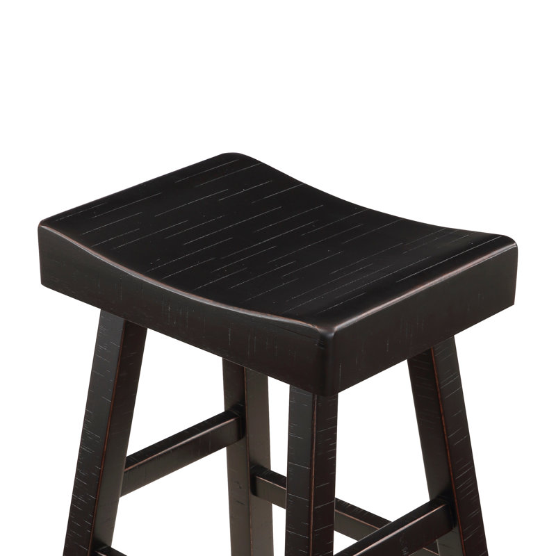 2 tabourets de bar noirs en bois massif, style transitionnel, capacité de charge de 250 lb, 2 tabourets en bois d'hévéa, transitionnel, 250 lb