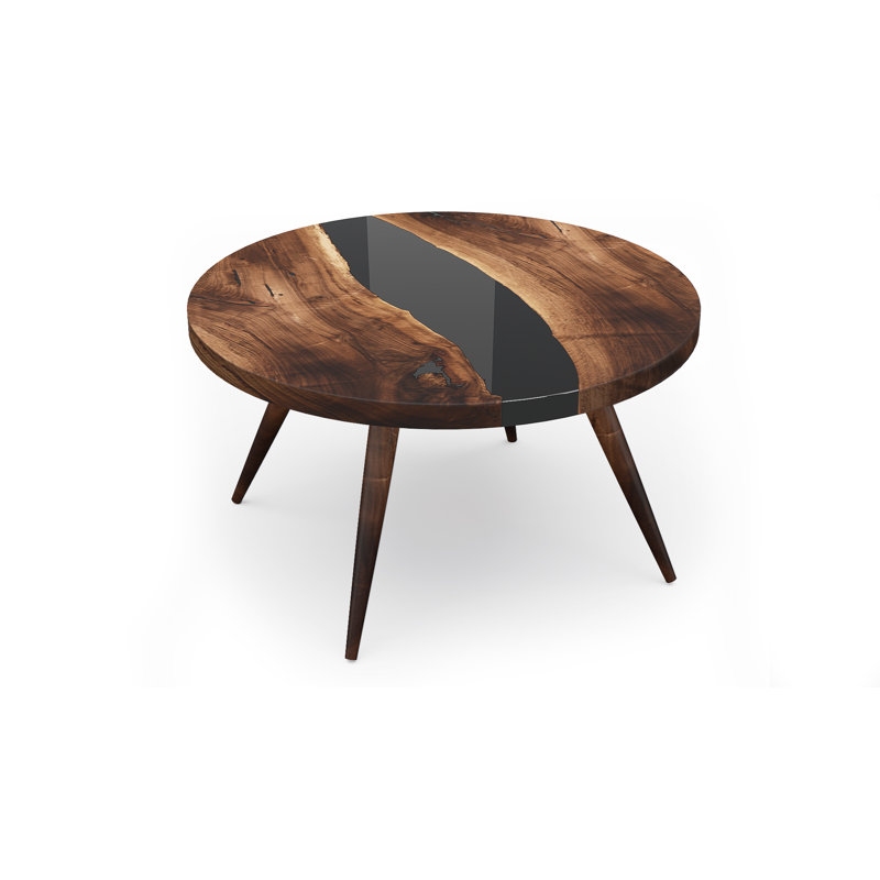 Four Leg Coffee Table, Black/Brown, 45cm H x 100cm W x 100cm D