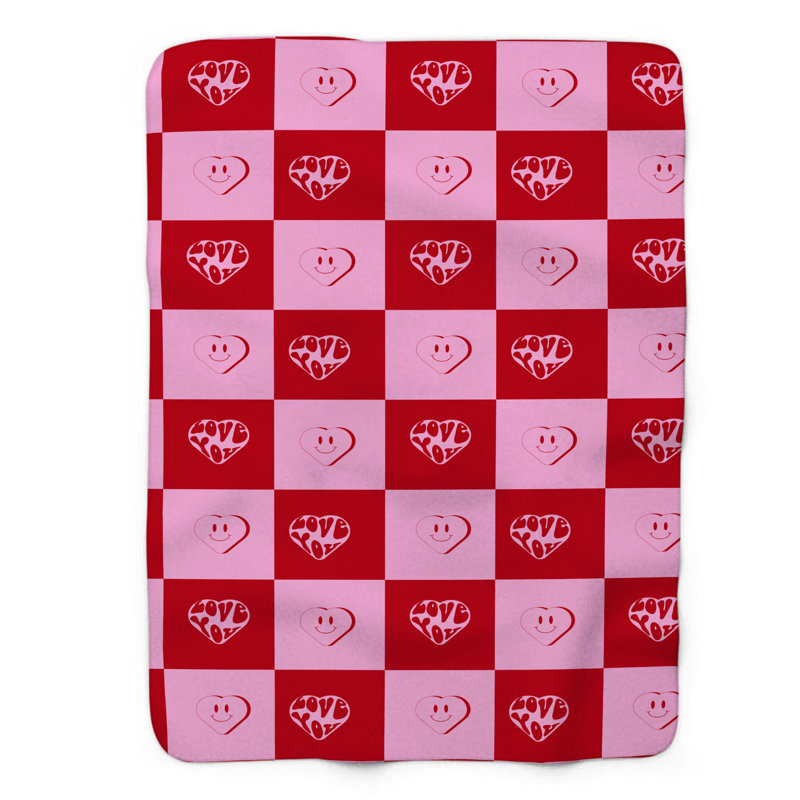 Retro Heart - 1 Piece Premium Sherpa Blanket, 50" W x 60" L