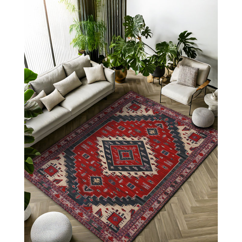 Kasbah Collection Digital Print Cotton-Polyester Moroccan Rug, Runner 3'4" x 16'5"