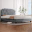 Upholstered Bed Frame with with Diamond Button-Tufted Headboard-911088199-910678840