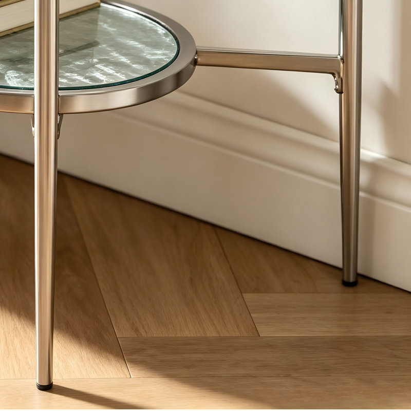 Console avec plateau en verre et tablette de rangement inférieure