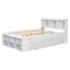 Lit double avec tête de lit bibliothèque, tiroirs de rangement sous le lit et étui de rangement-260070146