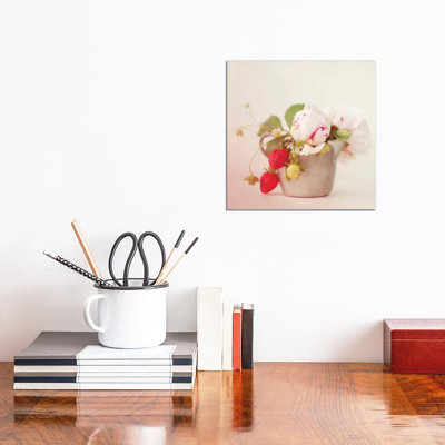 Peonies and Strawberries with Grain 1 Piece Wrapped Canvas Wall Art