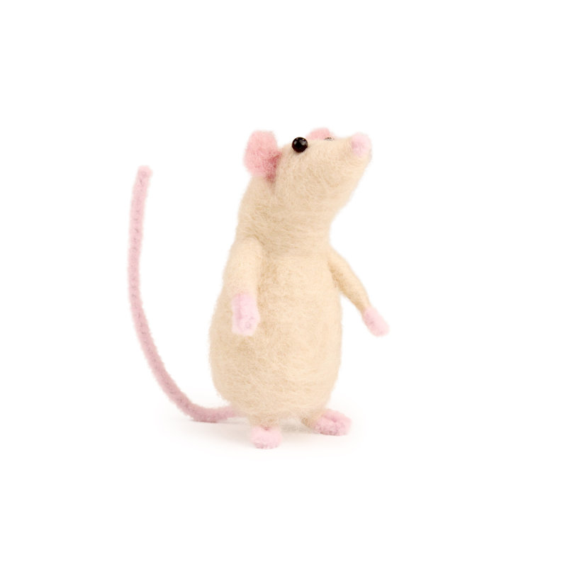 Felting Kit - Cream Mouse Needle Felt Kit