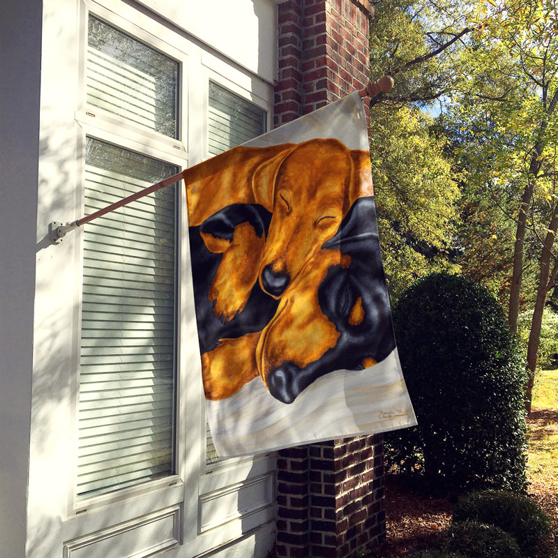 Drapeau de jardin 2 côtés teckel snuggles, H 28 po x l 40 po