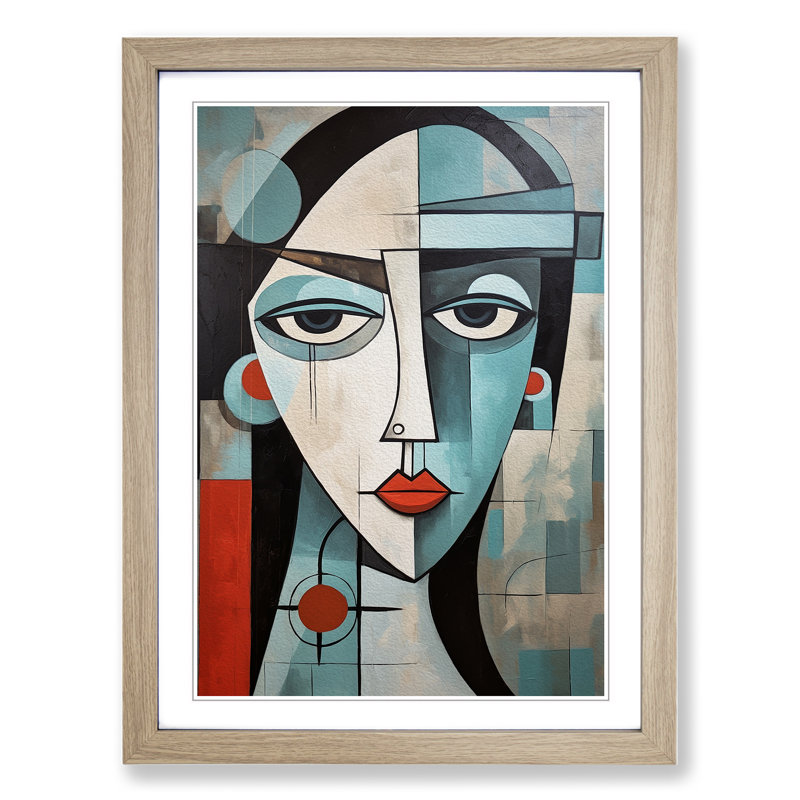 Pablo Picasso Art Deco Art - Framed Print, 46cm H x 34cm W x 2cm D, Oak Framed