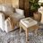 Rowan 18.5" Coastal Woven Rattan Vanity Stool with White Upholstered Cushion, Natural Mango Wood Backless Makeup Chair for Bedroom & Bath-45007964