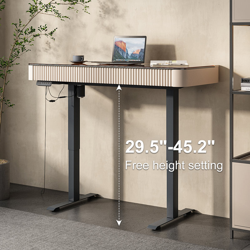 Height Adjustable Rectangle Standing Desk , 74.9 cm H x 119.4 cm W x 58.4 cm D, Pink/Black