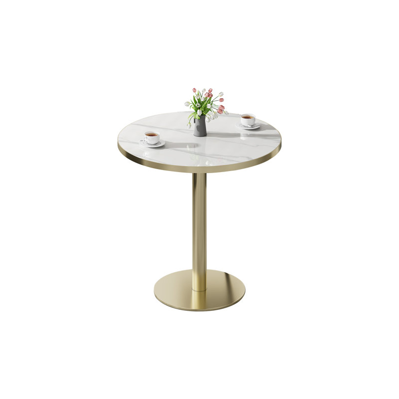 Round Modern Dinning Table 31.5 Inches Bistro Table Tulip Table With Faux Marble Top, Light Gray