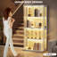 4-Tier Round Curio Display Cabinet with Glass Door, 3 Colour LED Lights & Motion Sensor-543264843