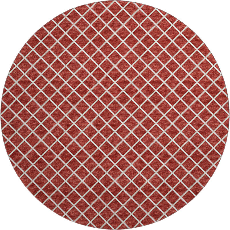 Tapis rouge Uran AMF140 lavable à la machine de qualité supérieure, Rond 8 pi