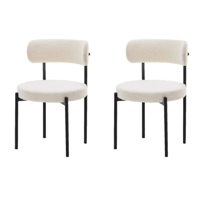 Chaise de salle à manger Kordelia, 2, Blanc, crème, Noir, noir, noir, noir