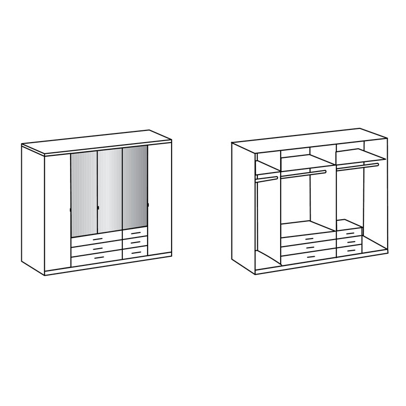 Shuford 6 Door Wardrobe, 210cm H x 270cm W x 58cm D