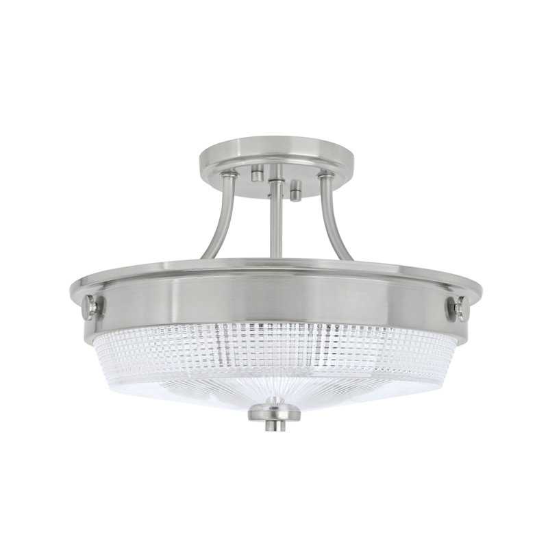 Plafonnier semi-encastré 3 lumières 13 po Cael, Nickel brossé