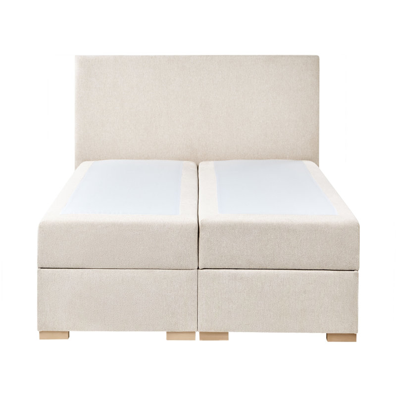 Upholstered Bed with Mattress, 120 x 200cm, Light Beige