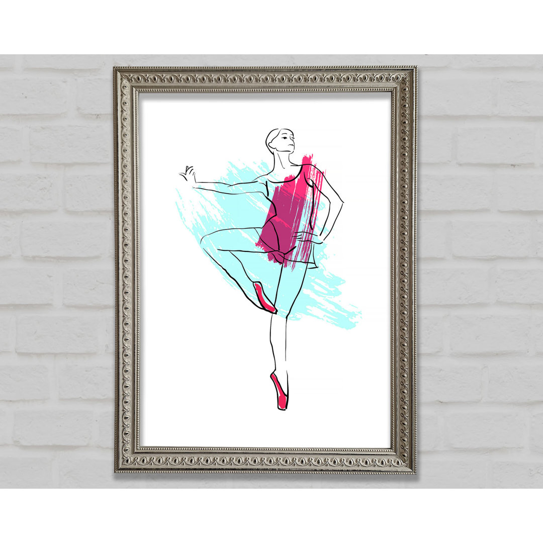 Blau Rosa Ballerina 2 - Einzelner Bilderrahmen Kunstdrucke