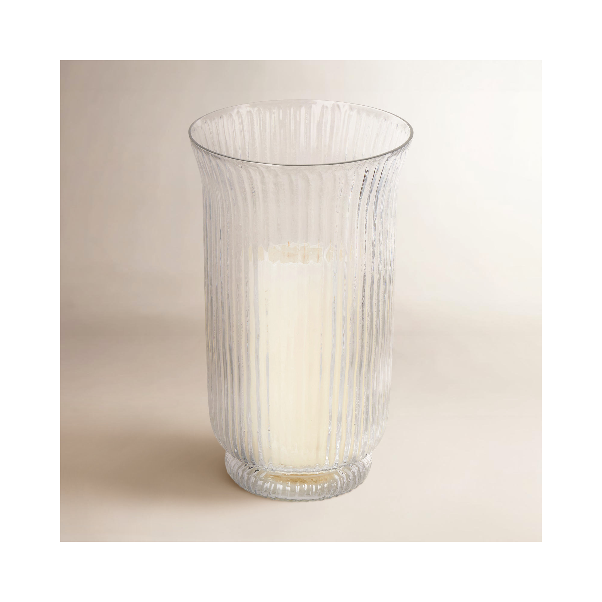 Cole And Grey Glass Ribbed Candle Holder With Elevated Base, 10.5'' H X 5.9'' W X 5.9'' D