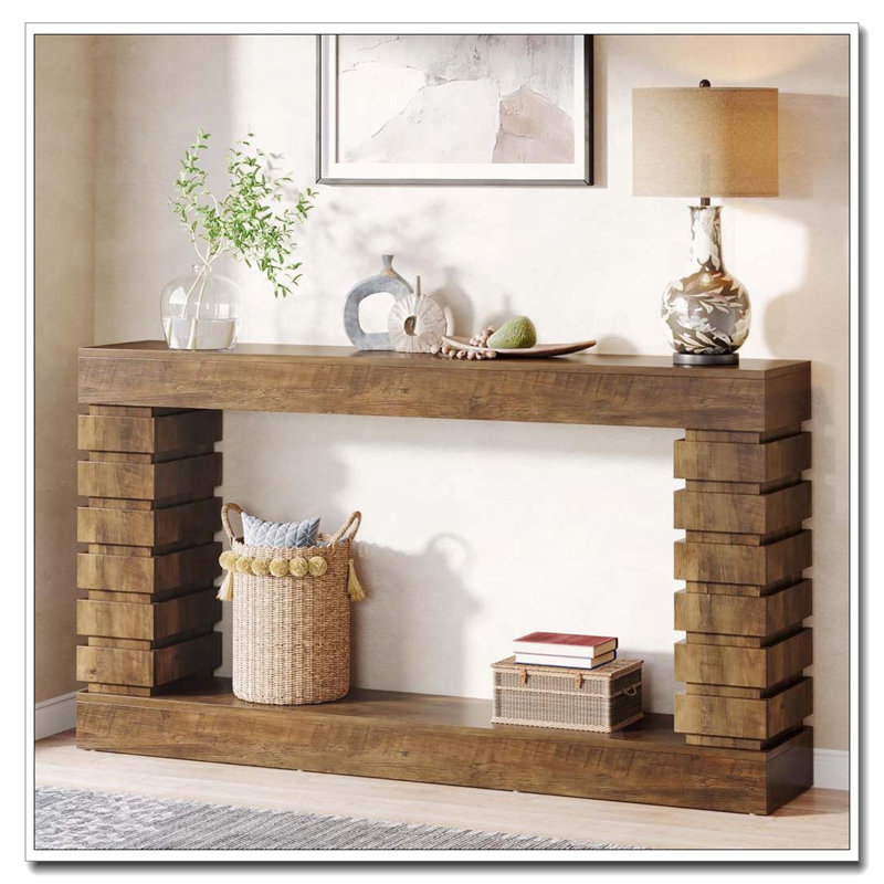 Wood Console Table with Storage Space-Saving Design