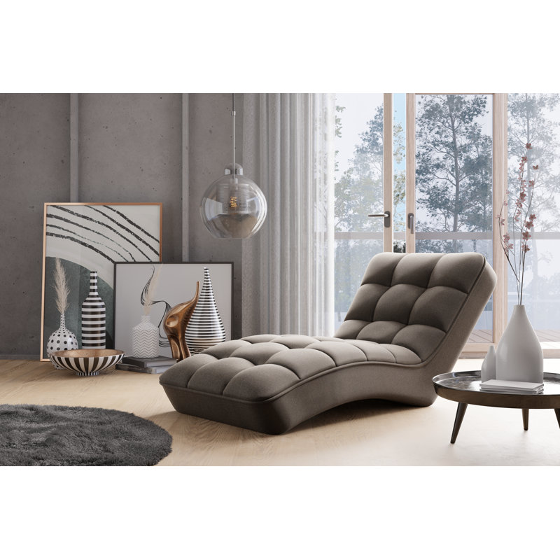 Rimsha Upholstered Chaise Lounge, Grey